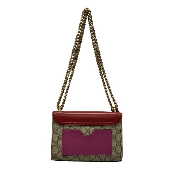 Auth GUCCI Padlock GG Small 409487 Beige Red Multi PVC Leather Shoulder Bag - Picture 2 of 16
